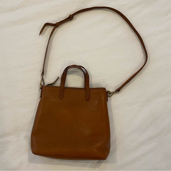 EUC Madewell Zip-Top Transport Crossbody English saddle tote - Picture 2 of 11